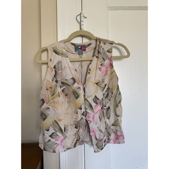 Vintage Hilo Hattie Hawaiian 100% Silk Vest – Size S - 1963 - Picture 1 of 3